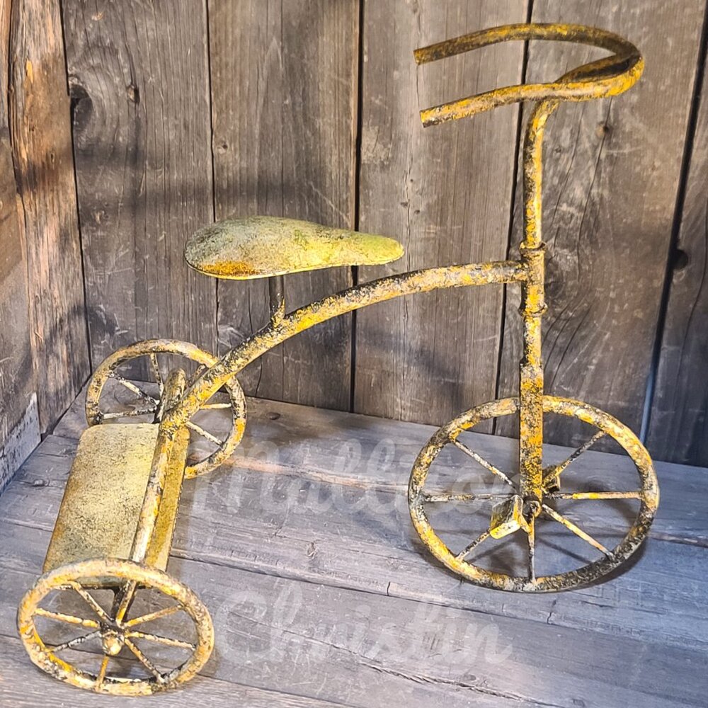 Antique Inspired Distressed Metal Tabletop Toy Trike